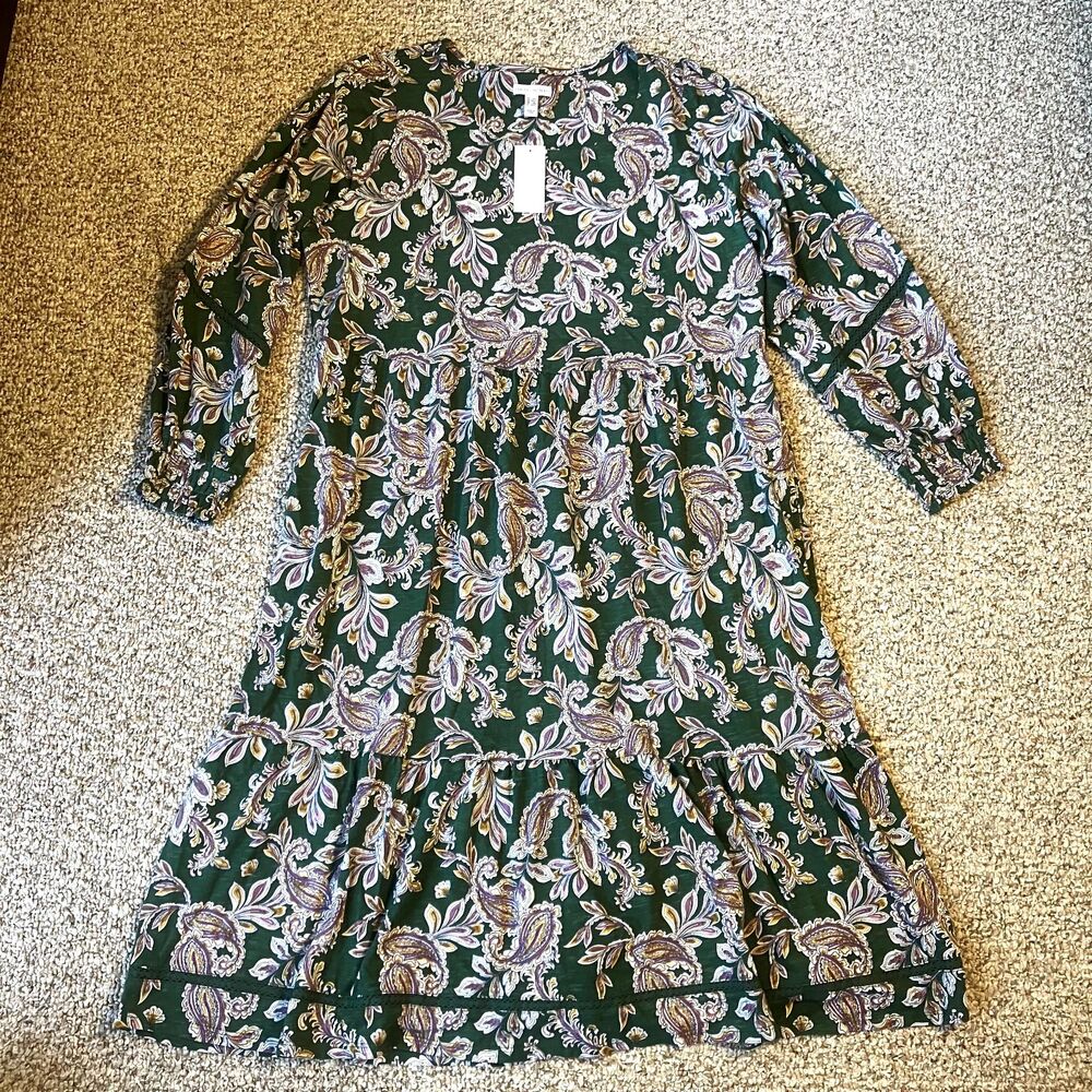 NWT Canyon Retreat Tiered Maxi Dress Size 1XT Floral Cottage Core Lace Crochet